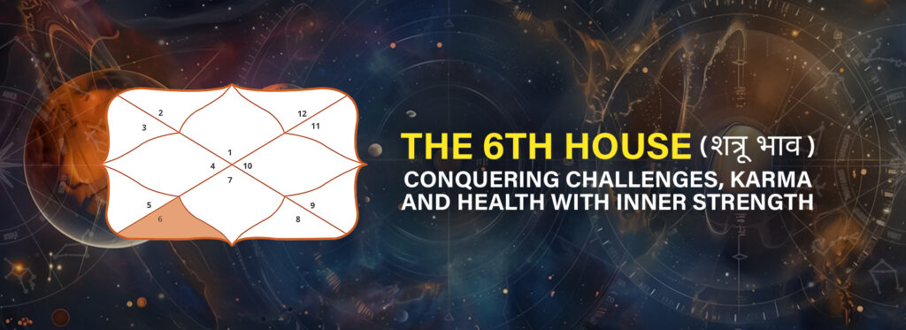 The 6th House in Vedic Astrology explained by a business problem solution astrologer, focusing on challenges, debts, enemies, health, and karmic strength.
